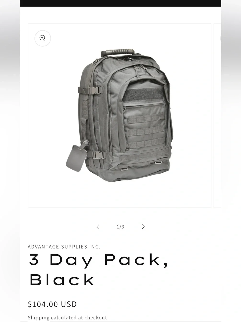 Advantage Supplies 3 Day Pack - Black